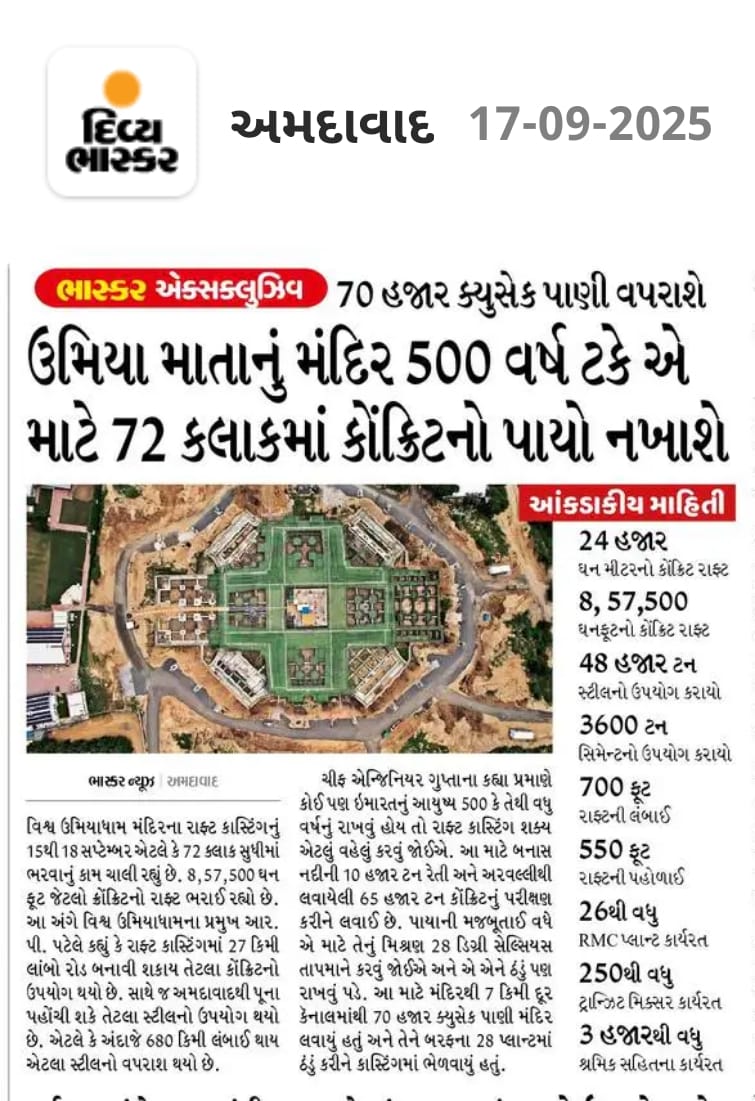 World's Largest Religious Raft Casting at Vishv Umiyadham, Ahmedabad